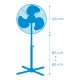 VENTILADOR PIE BLANCO 50W Ø ASPAS 40 CM ALTURA REGULABLE 110-130 CM EDM