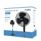 VENTILADOR DE PIE 45W CON BASE CIRCULAR NEGRO 45W Ø ASPAS 40CM ALTURA REGULABLE 110-130 CM EDM