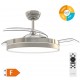 Ventilador techo Lugela con luz CCT regulable y mando Ø107 3 aspas retráctiles DC Níquel