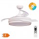 Ventilador techo Lentini con luz CCT regulable y mando Ø107 3 aspas retráctiles DC Níquel