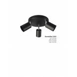APLIQUE 3 LUCES LAMPARA GU-10 NEGRO