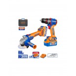 TALADRO PERCUTOR + AMOLADORA A BATERIA WADFOW